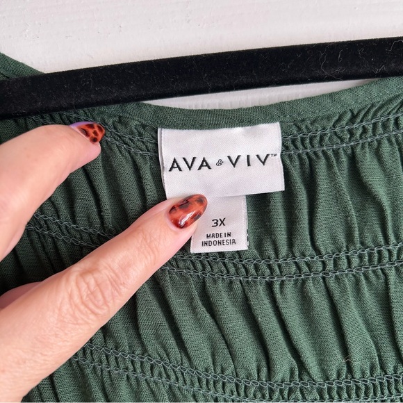 Ava & Viv emerald green smocked midi dress size 3x - Picture 3 of 5